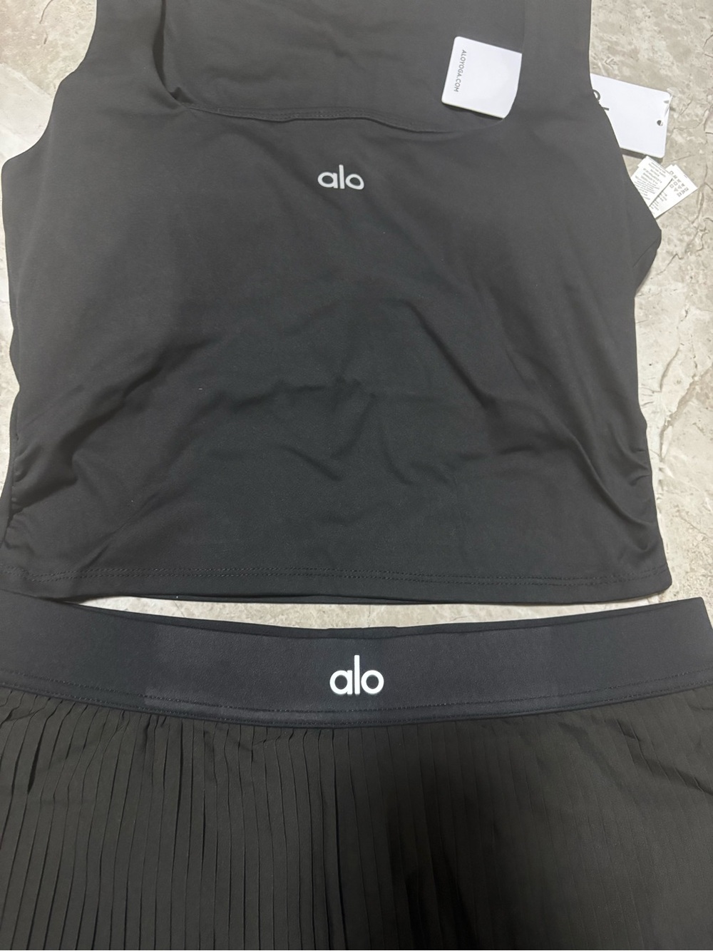 ALO Yoga Black Pleated Skort with Branded Waistband - Picture 4 of 5